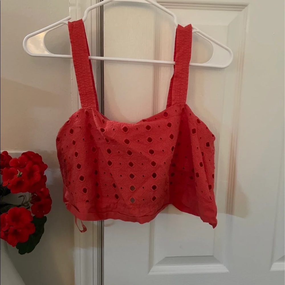 Red Free People Lace Crop Top